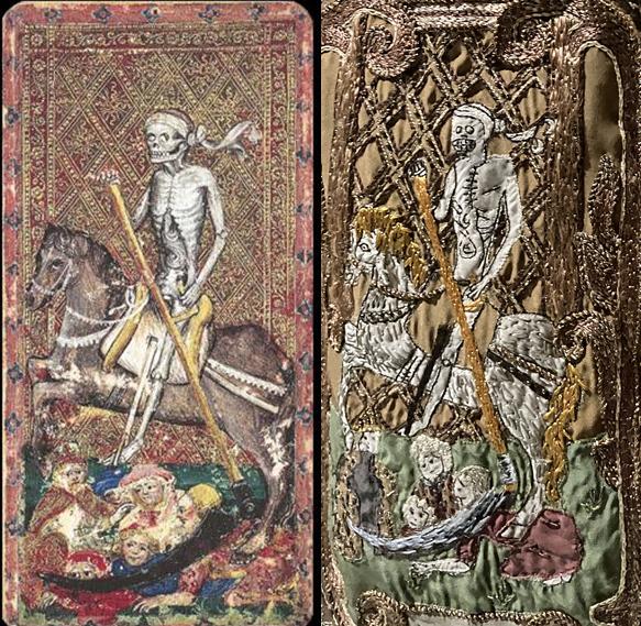 Broderie et tarot la mort
